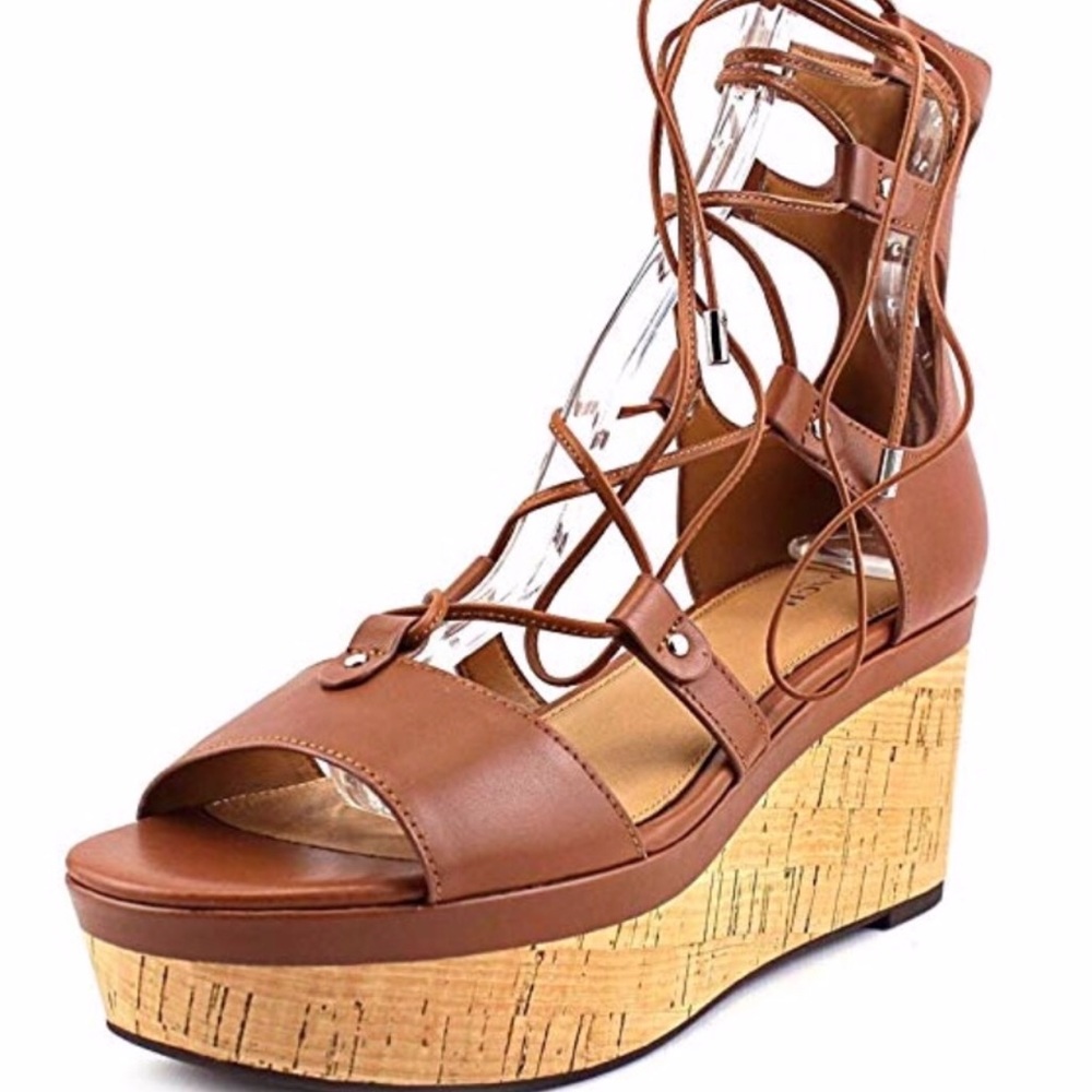 Coach Barkley leather wedge lace up sandal